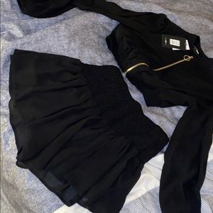 2 piece crop jacket top and matching skirt